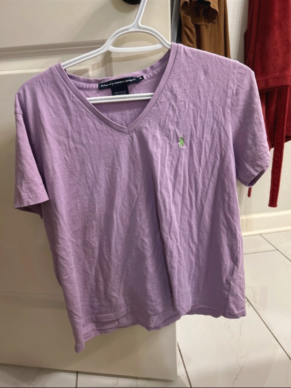 Ralph Lauren Sport Lavender V-Neck Cotton T-Shirt Women’s XL